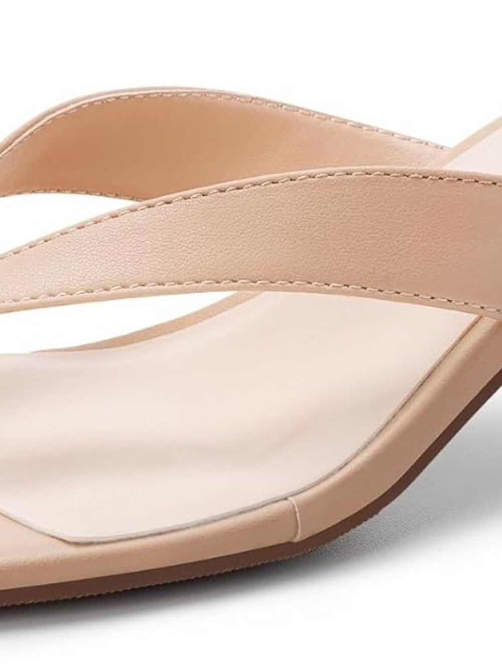 Women's Sexy Kitten Heel Flip Flops,Square Open Toe Low Heel Sandals, Slip on Co - Picture 4 of 5